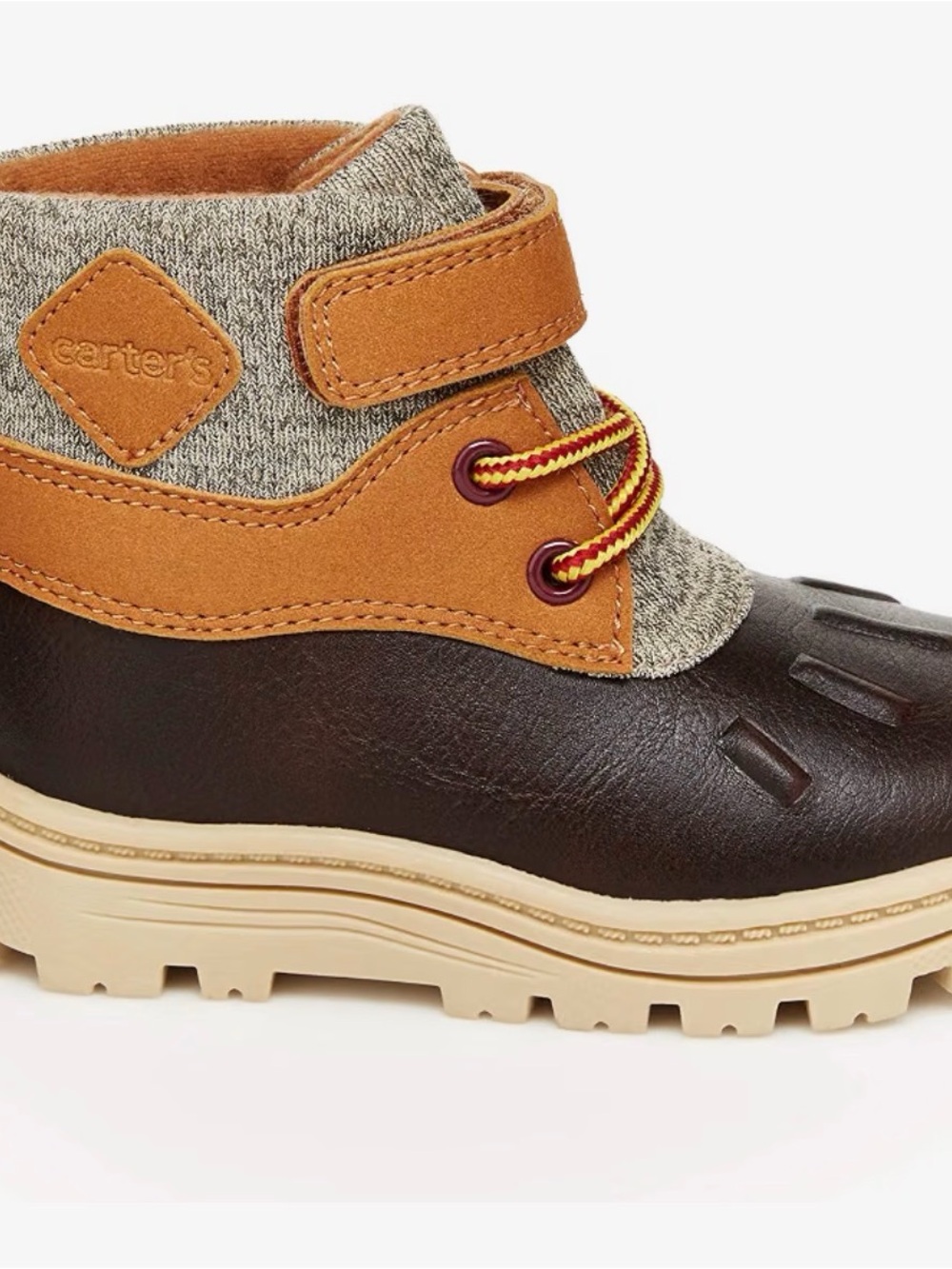 Carter's Brown, Tan & Cream Kids Waterproof Lace-Up Boots